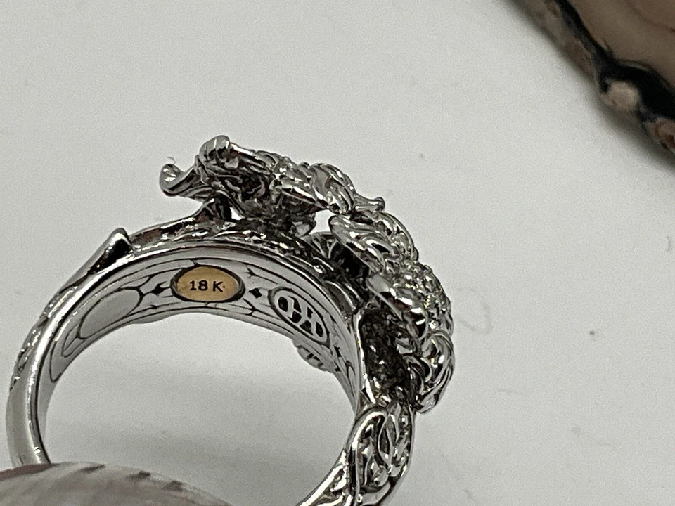 Anillo John Hardy 18K y 925 Diamantes Motivo Floral Talla 7.25 Anillo Foto 4 de 4