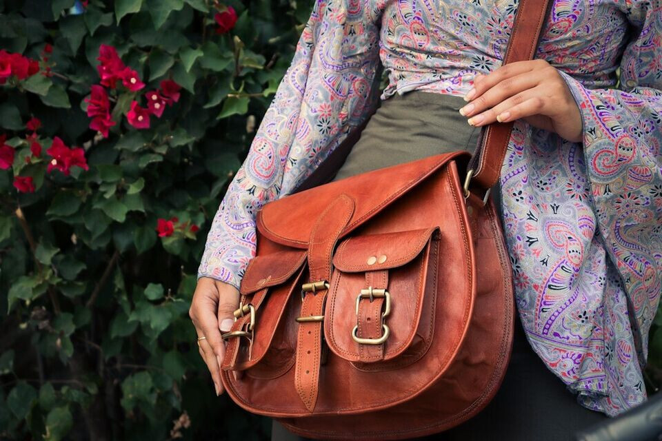 バッグ vintage real leather shoulder bag Real Goat Leather Vintage Crossbody Purse Women's Satchel Handmade