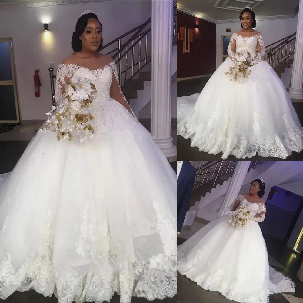 African White Wedding Dresses Lace Long Sleeves Plus Size Princess Bridal Gowns | eBay African White Wedding Dresses Lace Long Sleeves Plus Size Princess Bridal Gowns | eBay