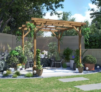Dunster House Wooden Pergola Kit 2m x 2m Garden Plant Heavy Duty Frame Utopia