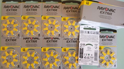 80x Hörgerätebatterien Rayovac Extra Typ 10 gelb PR70 (10x8 Stück)