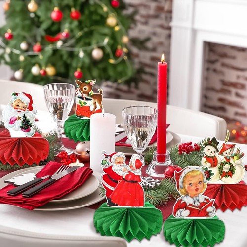8 Pieces Vintage Christmas Table Centerpiece Vintage Christmas Decorations Vi... - Picture 3 of 3