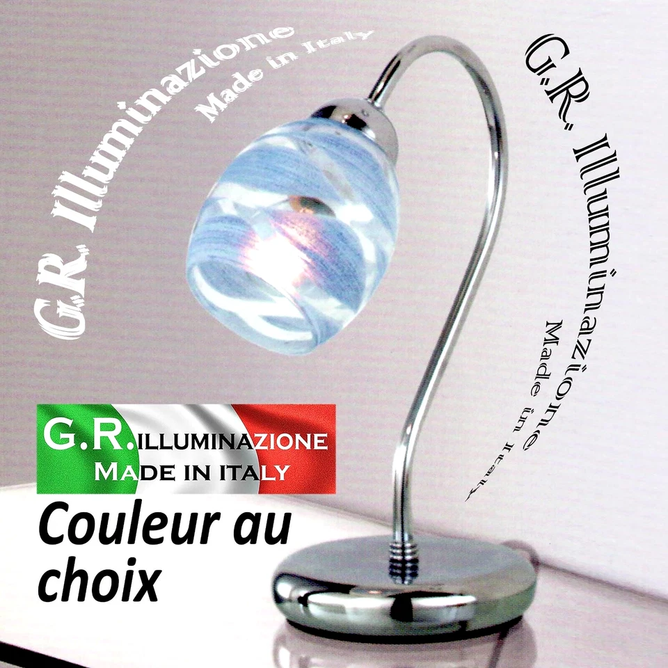 Lampe de chevet moderne 1 lumière chromé lampe de table verre coloré chambre MIA - Photo 1/4