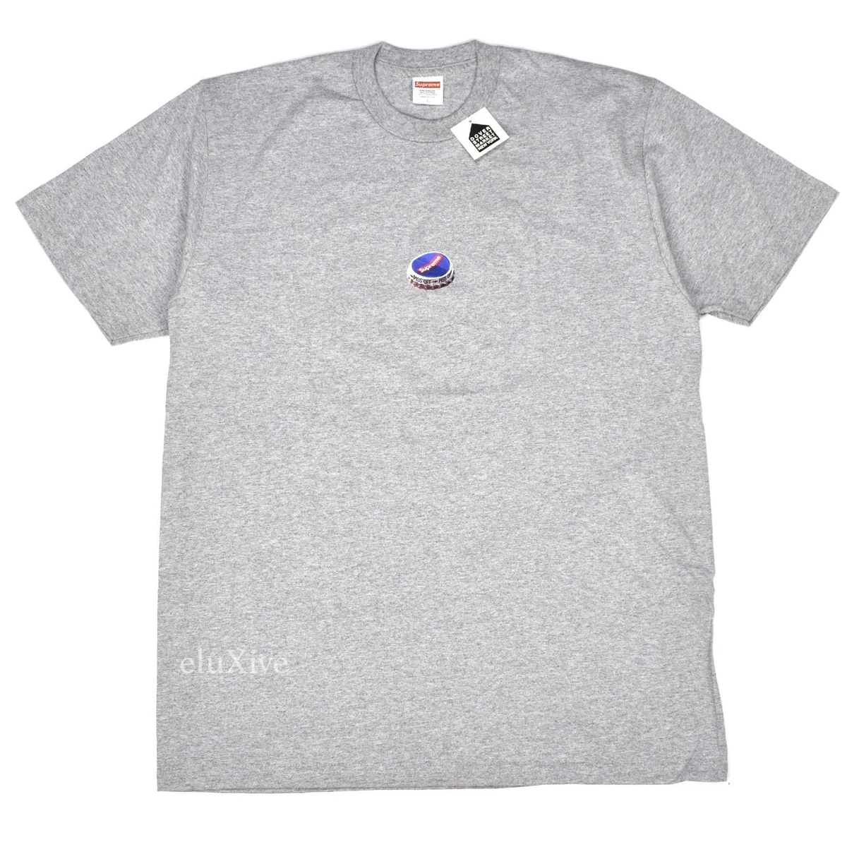 NWT Supreme NY Men's Gray Box Logo Bottle Cap Crewneck T-Shirt