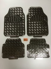 Juego de alfombrillas interiores de goma metálica placa a cuadros de fibra de carbono de alta resistencia para automóvil