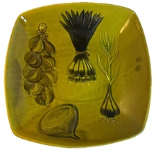 Vintage Green Los Angeles Potteries 14” Salad Serving Bowl Onions