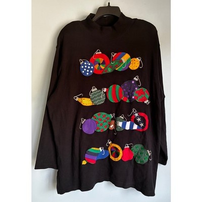 Vintage Bechamel Ornament Christmas Sweater Mock Neck 2XL Cotton