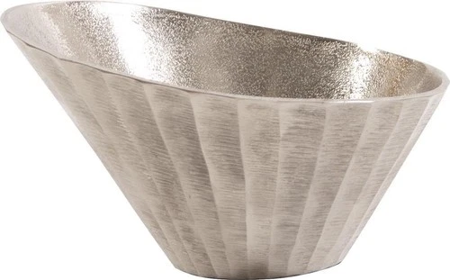 Silver Chiseled Metal Bowl-Modern Decorative Piece - Picture 1 of 2