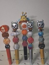 Winnie The Pooh Doorable Beaded Pens 5 PC Cute Black Ink Pens