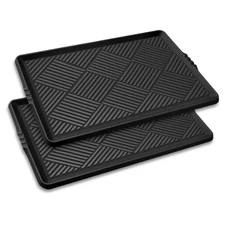 2 Pack Rubber Boot Tray with Lip 27.5x16in Shoe Mat for Entryway Indoor Outdoor