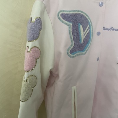 Disney Stoney Clover Lane Disneyland Logo Varsity Jacket Pink NEW