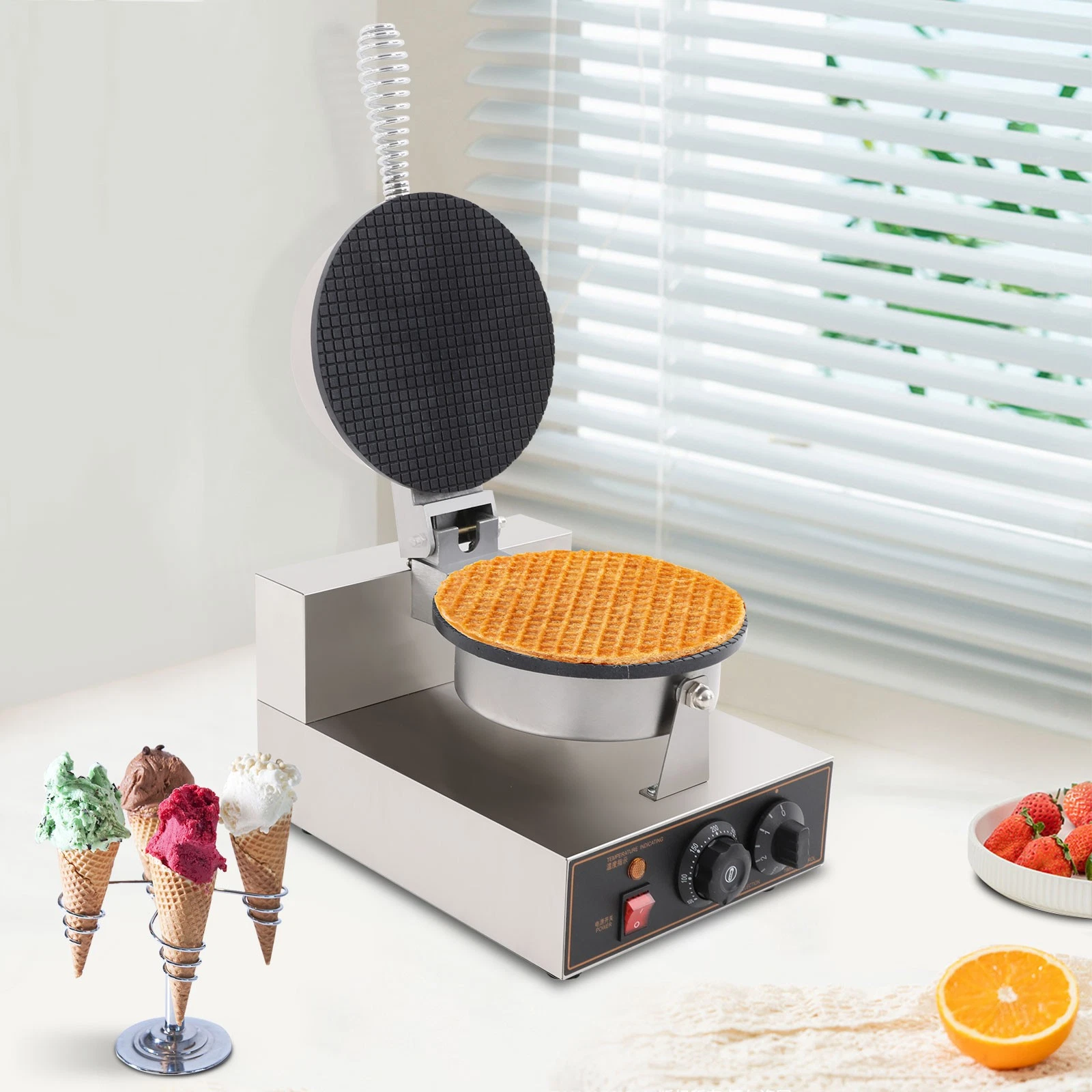Waffle Cone Maker Electric Egg Roll Mold Ice Cream Cone Maker - Home/Restaurant