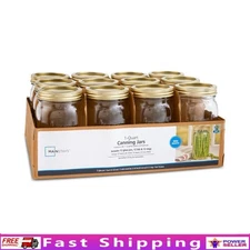32oz Wide Mouth Mason Jars 12 Pack Glass Canning Jars Airtight Seal Storage US