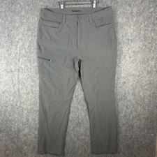 Simms Pants Men 38x31 Gray Chino Hiking Fishing Outdoors Zip Pocket Vented Waist
