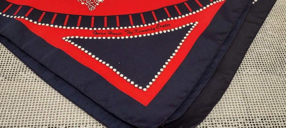 Vintage Scarf 1970s 60s OPERA HOUSE The Kennedy Center RARE red white and blue - Image 2 of 4