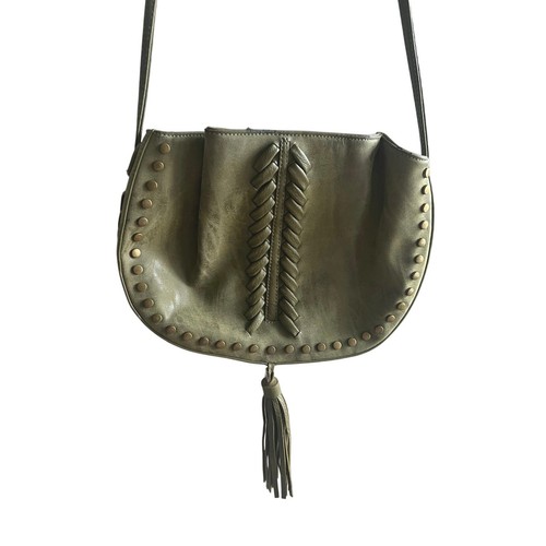 Vintage Vegan Leather Bag Green Braided Fringe Boho Festival Hippie Y2K Retro - Picture 2 of 8