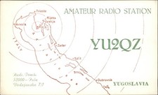 QSL radio card YU2QZ 1972 Pula Yugoslavia (Croatia) Rudi Tomse Globe lines; Map