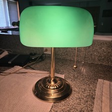   Vintage Bankers/Library Desk Lamp Emerald Green Shade   