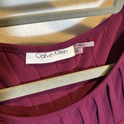 Calvin Klein CK Burgundy Winterberry Layered Bodycon Stretch Sheath Dress Sz 10 - Picture 3 of 7