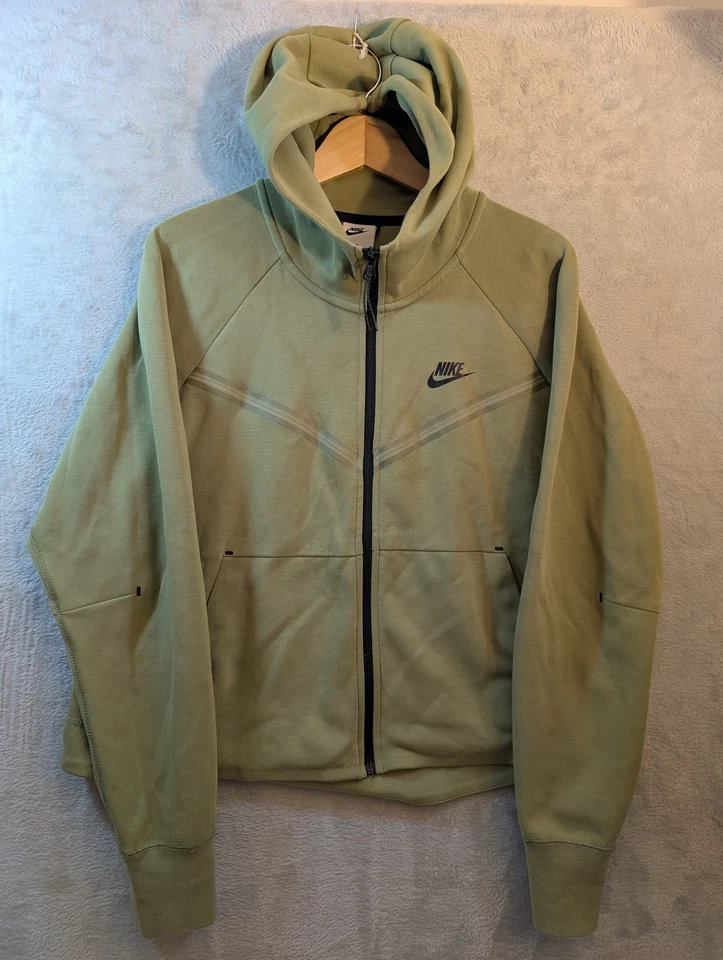Nike Tech Fleece Full-Zip Hoodie Mens L Oil Green Sage CW4298-334 Windrunner, photo 1 of 5