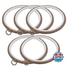 Joyangy 5 Pcs 6" Embroidery Hoops Round Imitated Wood Cross Stitch Ring
