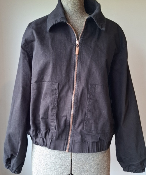 Princess Highway Size S Black Lined Bomber Jacket Canvas Pockets collared