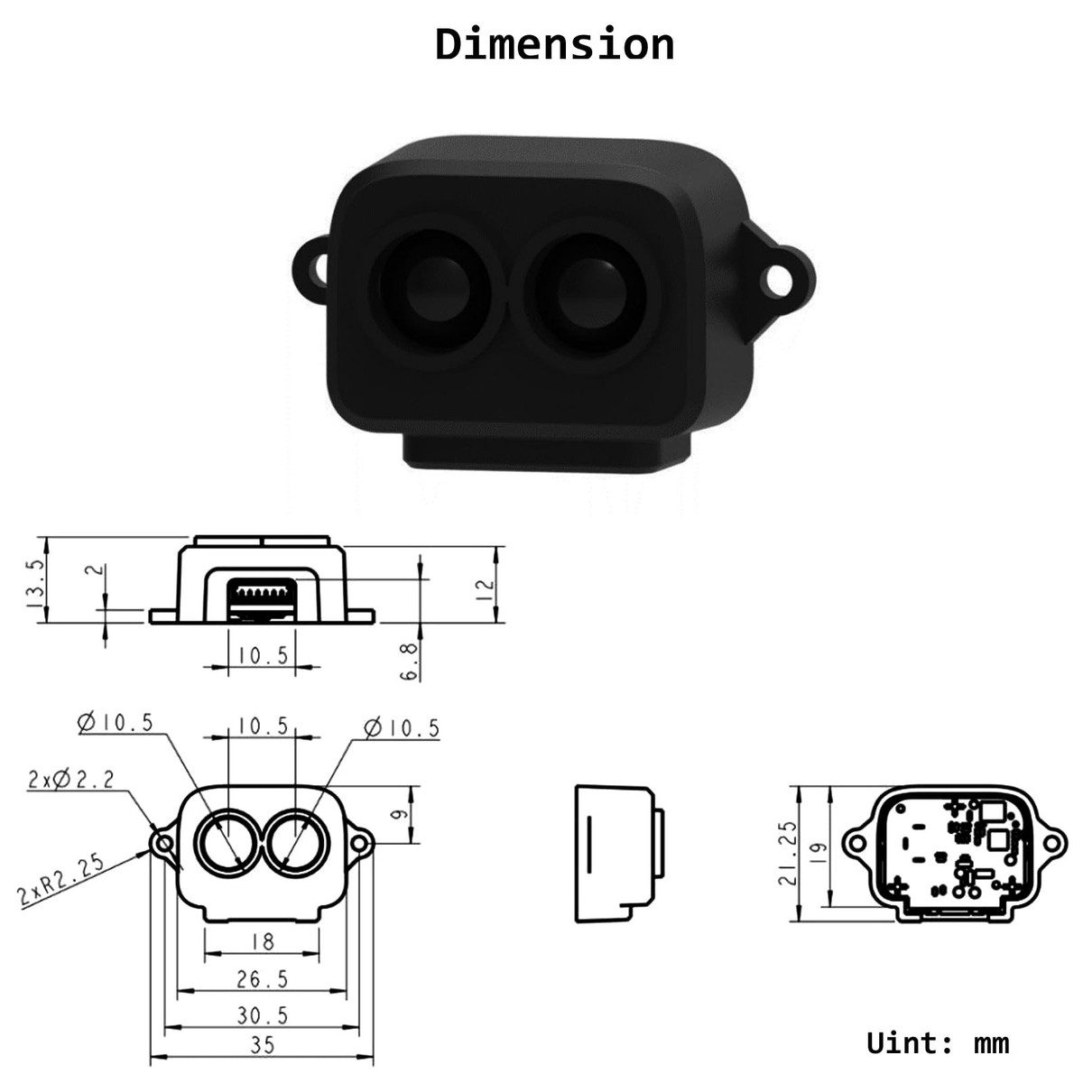 Benewake TF-Luna LiDAR – Sensore Di Distanza Micro Range Finder