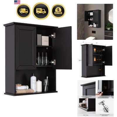 Black Bathroom Wall Cabinet 23x29 inch Wooden Bathroom Medicine Cabinet with ...
