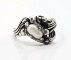 Beautiful Vintage Sterling Silver 925 Pearl 80s? Ladies Ring Size