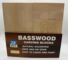 28-Piece Basswood Carving Block Set 20 Small + 8 Medium Kiln-Dried & Sealed