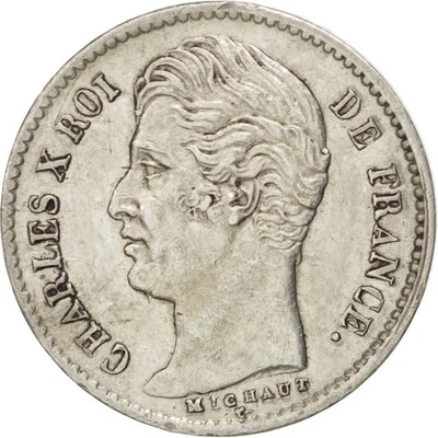 Monnaie, France, Charles X, 1/4 Franc, 1828, Paris, TTB+, Argent, KM:722.1 - Photo 1/2