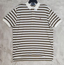 Vintage Polo Ralph Lauren Polo Shirt Mens XL White Blue Striped Short Sleeve NWT