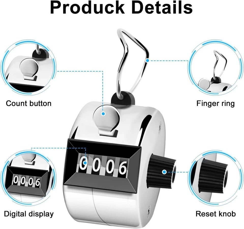 Paquete de 2 contadores de clic, contador manual de metal con clic, contador - Imagem 2 de 4