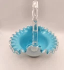 Fenton Turquoise Silver Crested Ruffled Basked