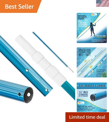 Adjustable Aluminum Pool Pole 10 Feet Telescopic with Locking Cams