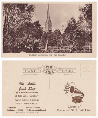 Salisbury Kathedrale Postkarte The Little Junk Shop Jim Mary Smith Werbung RA