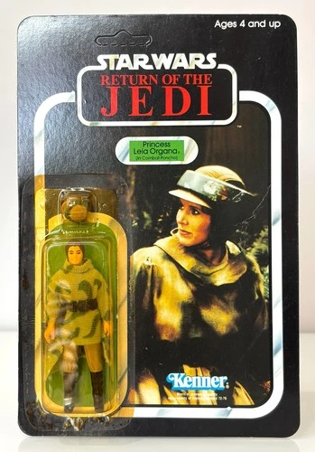Vintage 1983 Star Wars RotJ Princess Leia Organa in Combat Poncho 77 Cardback
