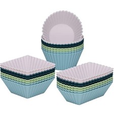 Silicone Cupcake Liners Reusable Baking Cups, 3 Shapes Pastry Cake Molds,24 Pack