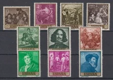 SPAIN - ESPAÑA - 1959 - COMPLETE SET MINT MNH SC# 893 - 902 VELAZQUEZ PAINTINGS