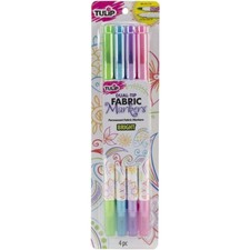 Tulip Fabric Markers Dual Tip Permanent Bright Markers Set of 4