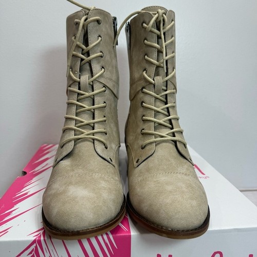 Hey Girl by Corky’s Hocus Pocus Lace Up with Zipper Ankle Boot in Beige - Picture 5 of 14