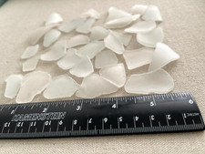 R111 Genuine Surf Tumbled Sea Glass /Beach Glass /Clear Snow-Frosted 4oz