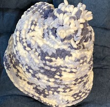 New Teen Girls Super Soft Blue  White Cuffed Hat w/ a pom-pom on Top 