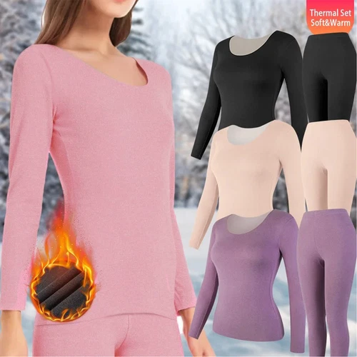 Damen Winter Thermo Unterwäsche Set Nahtlos Warm Lange Unterhosen Oberteil & Unterteil Pyjama - Bild 1 von 10