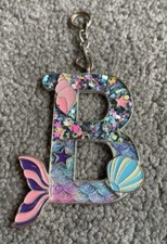 SMIGGLE 'B' SPARKLY MERMAID KEYRING - 9cm x 5cm - GOOD CONDITION