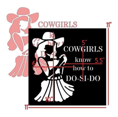 11''x11'' Clear Plastic Stencil - Cowgirl Do-si-do (RO608)