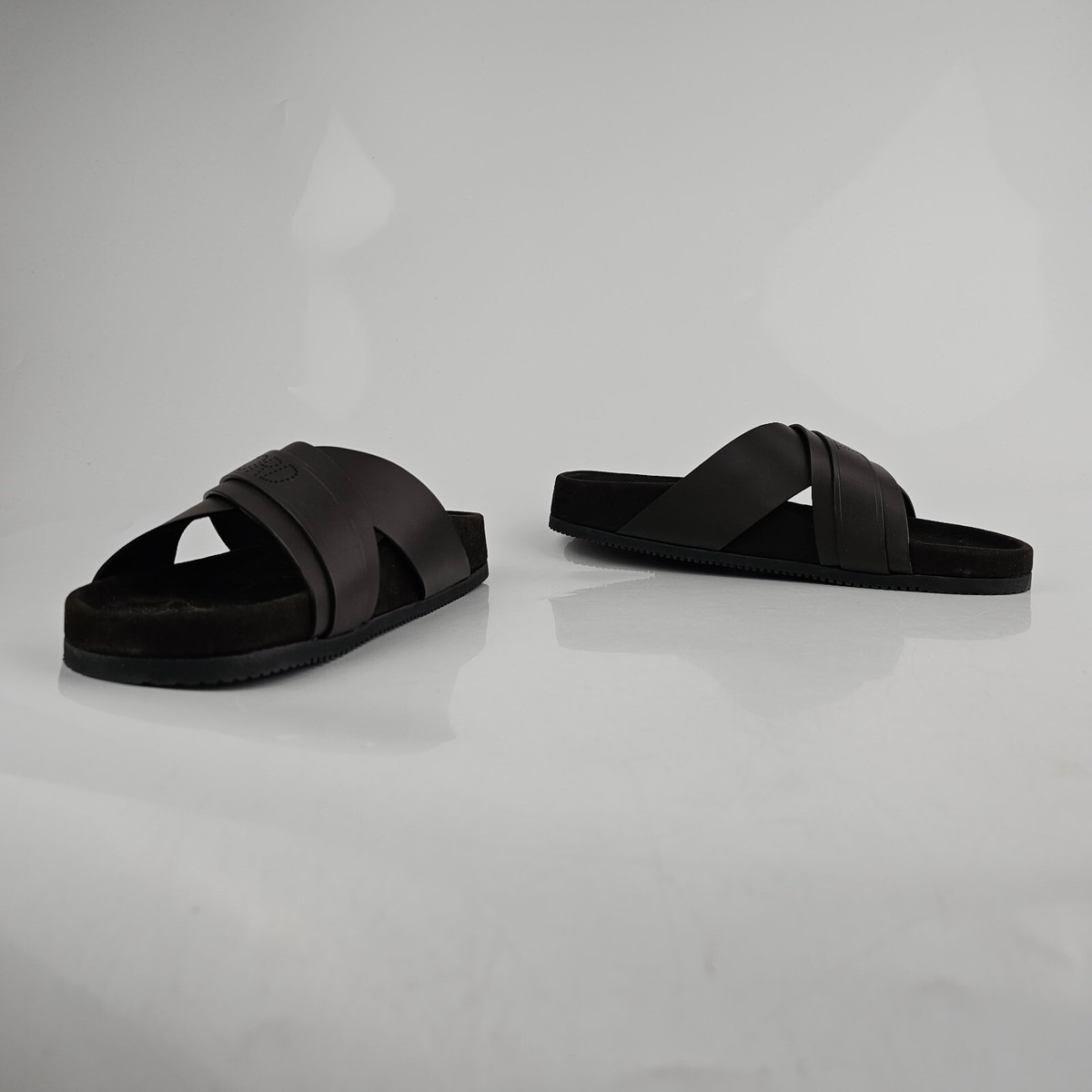 TOM FORD Wicklow Chocolate Leather Slide Sandals New Size US  display picture 3