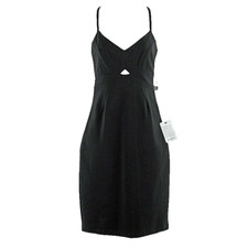 Laundry NEW $117 Sz 0 Black Rayon Nylon Blend Poly Lined Sheath Dress 