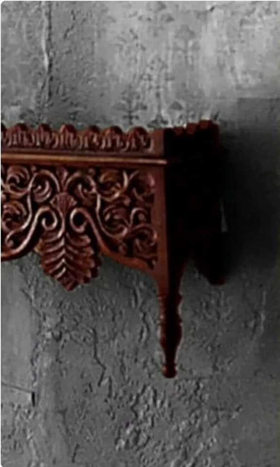 Wall Shelf bracket Wooden Hand Carved Engraved Beautiful Home wall Decorative - Image 4 of 4