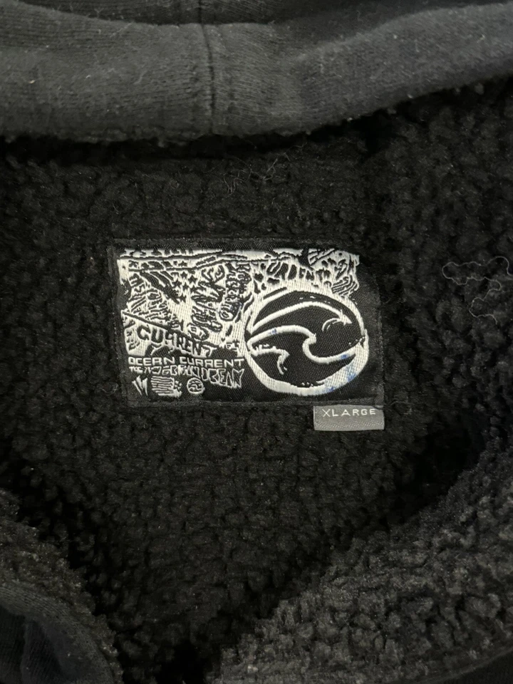 OCEAN CURRENT Hombre Negro/Gris Manga Larga Capucha Cremallera Sudadera/Chaqueta,Talla XL Foto 2 de 4